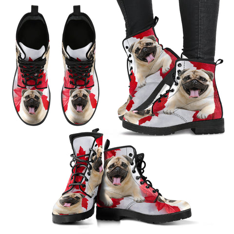 Valentine's Day Special Pug On Red Print Boots For Women