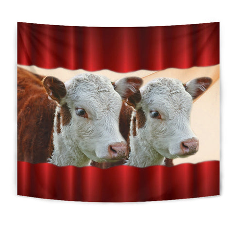 Cute Hereford cattle (cow) Print Tapestry