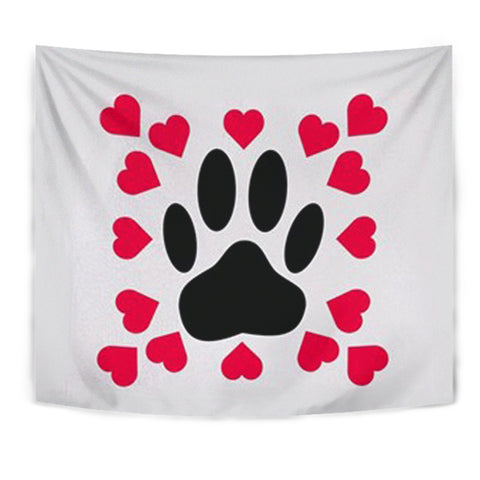 Dog Paws With Love Print Tapestry