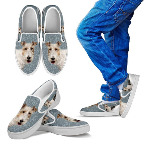 Wire Hair Fox Terrier Print Slip Ons For KidsExpress Shipping