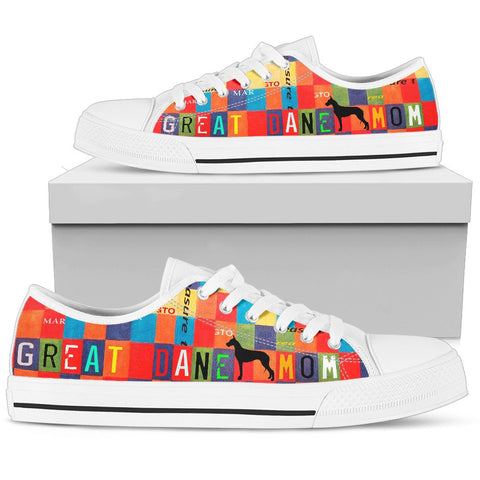 Great Dane Mom Print Low Top Canvas Shoes for Women