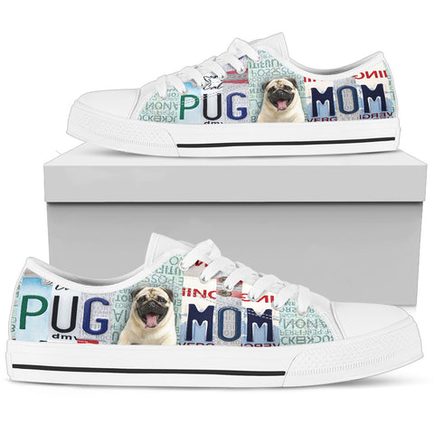 Amazing Pug Mom Print Low Top Canvas Shoes For Women