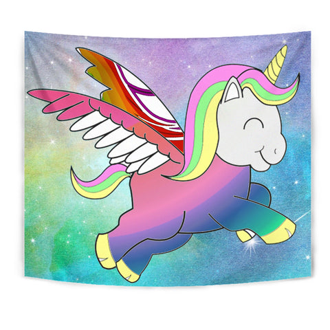 Cute Smiling Unicorn Print Tapestry