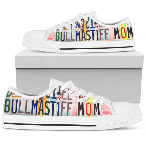 Lovely Bullmastiff Mom Low Top Canvas Shoes For Women