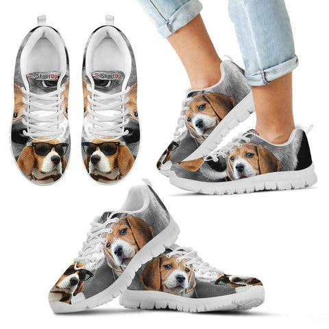 Beagle With Glasses Print Running Shoes For Kids