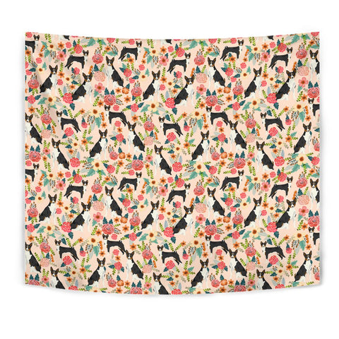 Basenji Dog Floral Print Tapestry