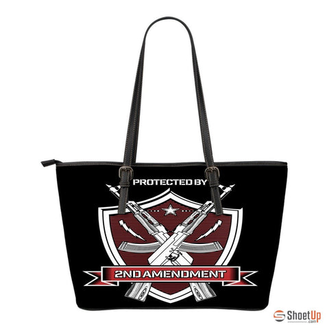 Protected By 2nd AmendmentSmall Leather Tote Bag