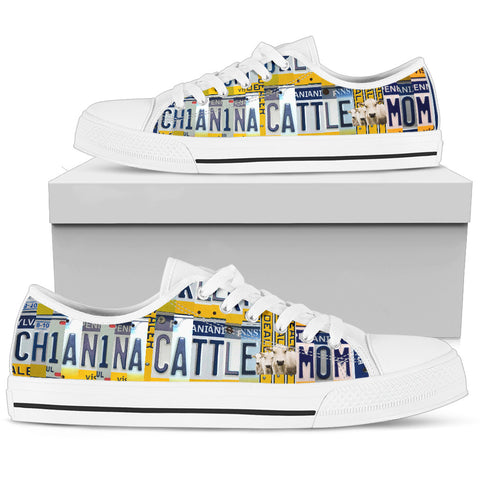 Chianina Cattle Mom Print Low Top Canvas Shoes for Women