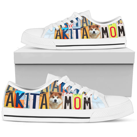 Cute Akita Mom Print Low Top Canvas Shoes For Women