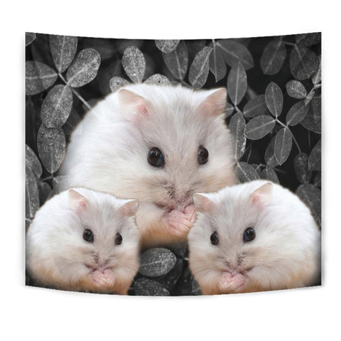 Chinese Hamster On Black Print Tapestry