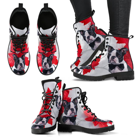 Valentine's Day Special Boston Terrier On Red Print Boots For Women