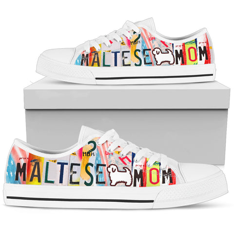 Amazing Maltese Mom Print Low Top Canvas Shoes For Women
