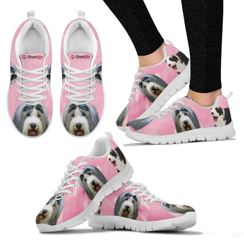 Bearded Collie Water Pink Print Running Shoes For Women