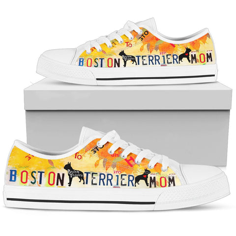 Boston Terrier Mom Print Low Top Canvas Shoes for Women