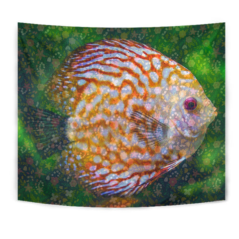 Discus Fish Floral Print Tapestry