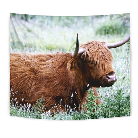 Amazing Highland Cattle (Cow) Print Tapestry