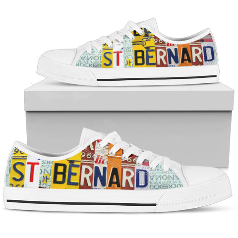 Amazing St. Bernard Mom Print Low Top Canvas Shoes For Women