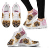 Tibetan Spaniel Pink White Print Running Shoes For Women