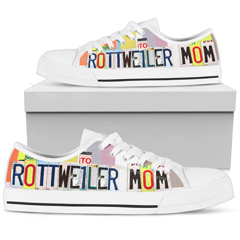 Rottweiler Mom Print Low Top Canvas Shoes For Women