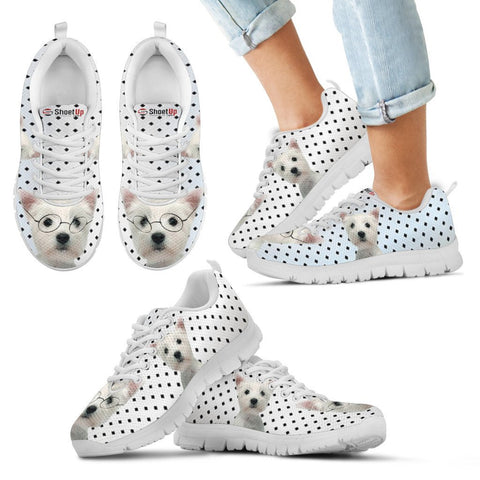 West Highland White Terrier Black Dots Print Running Shoes For Kids