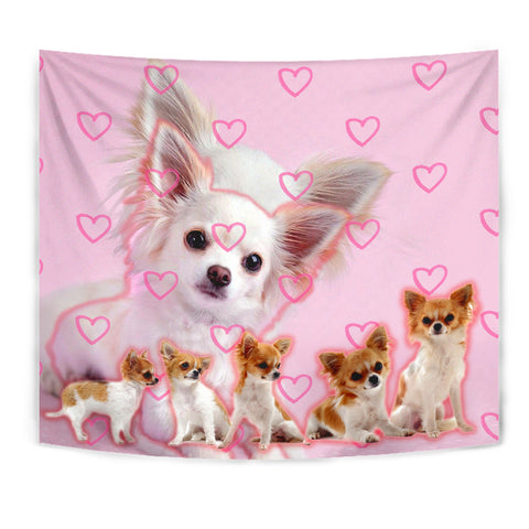 Chihuahua On Pink Print Tapestry