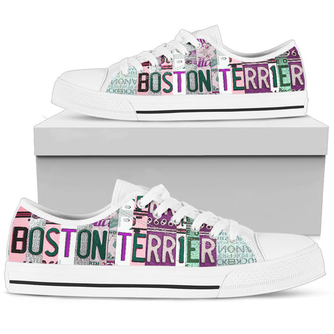 Boston Terrier Mom Print Low Top Canvas Shoes For Women- Limited Edition