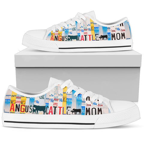 Angus cattle Mom Print Low Top Canvas Shoes For Women