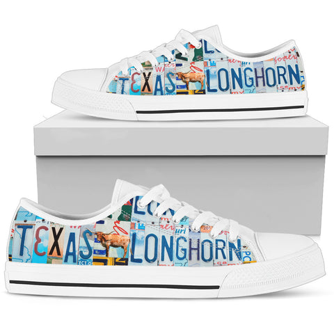 Texas Longhorn Print Low Top Canvas Shoes for Women