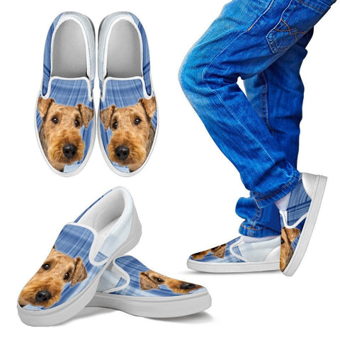 Airedale Terrier Print Slip Ons For Kids Express Shipping
