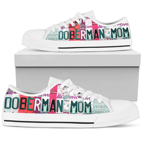 Doberman Mom Print Low Top Canvas Shoes For Women-Limited Edition
