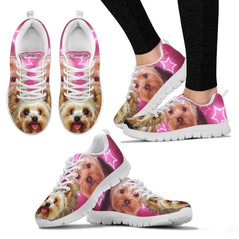 Yorkshire Terrier On Pink Print Running Shoes For Women