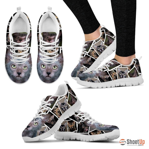 Lykoi Cat Print (White/Black) Running Shoes For Women