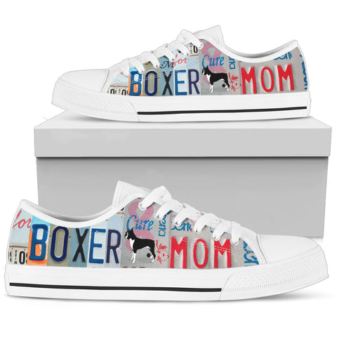 Boxer Dog Print Low Top Canvas Shoes for Women