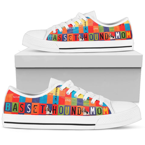 Basset Hound Mom Print Low Top Canvas Shoes For Women