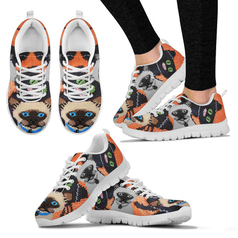 Siamese Cat Christmas Running Shoes For Women