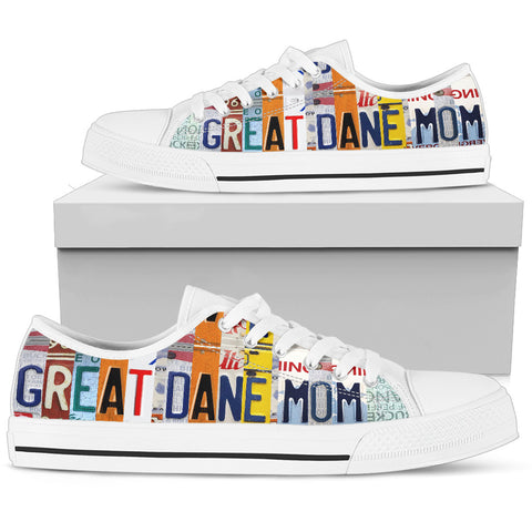 Amazing Great Dane Mom Print Low Top Canvas Shoes For Women