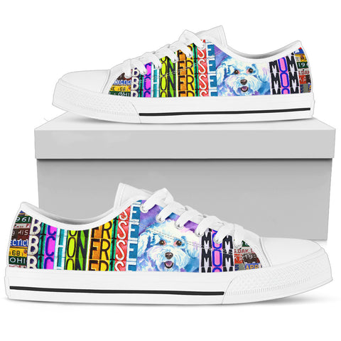 Women's Low Top Canvas Shoes For Bichon Frise Mom