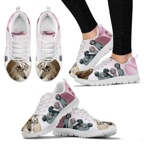 Afghan Hound Pink White Print Running Shoes For Women