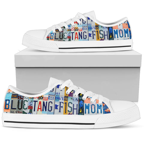 Blue Tang Fish Print Low Top Canvas Shoes For Women
