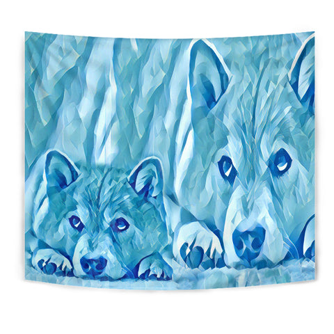 Shiba Inu Dog Snow Art Print Tapestry