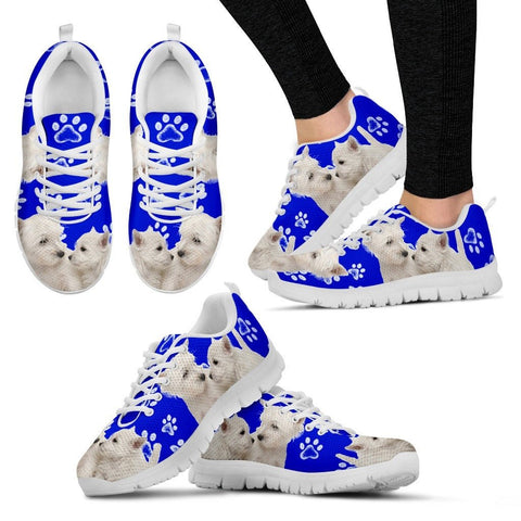 Paws Print West Highland White Terrier (Black/White) Running Shoes For WomenExpress Shipping