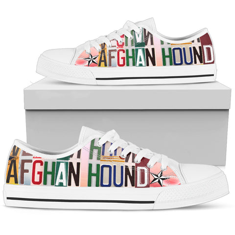 Lovely Afghan Hound Mom Print Low Top Canvas Shoes For Women