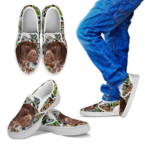 Amazing German Shorthaired Pointer Dog Print Slip Ons For KidsExpress Shipping