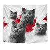 British Shorthair Cat On White Print Tapestry