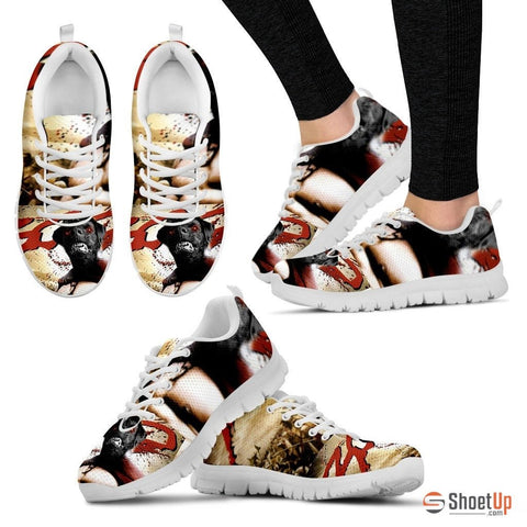 300 Movie Style Black Labrador Running Sneakers (Women)