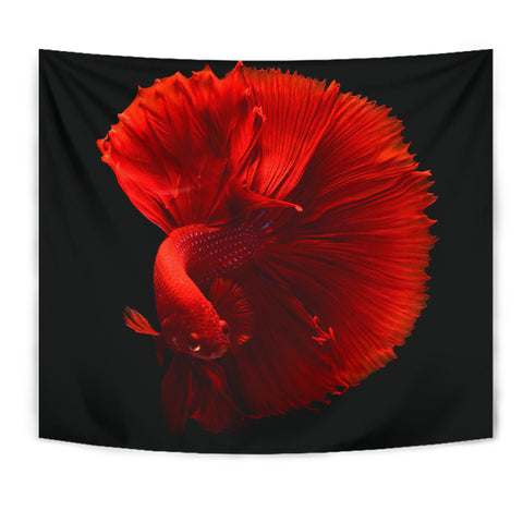 Red Siamese Fighting Fish (Betta Fish) Print Tapestry