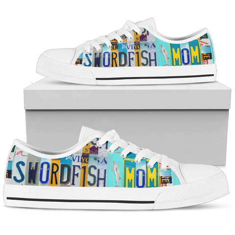 Swordfish Print Low Top Canvas Shoes for Women