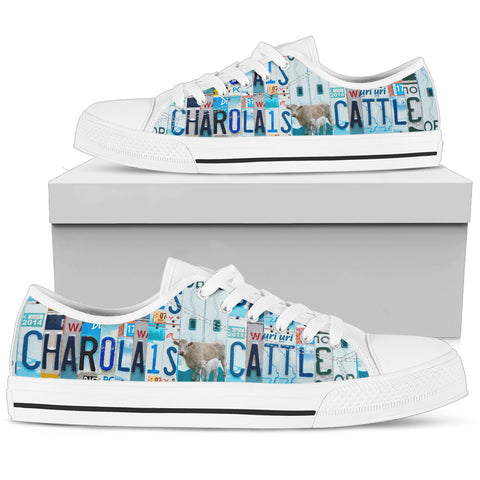 Charolais cattle Print Low Top Canvas Shoes For Women