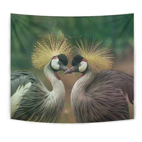 Grey Crowned Crane Bird Print Tapestry