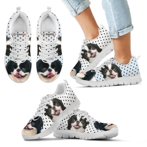 Japanese Chin Black Dots Print Running Shoes For Kids